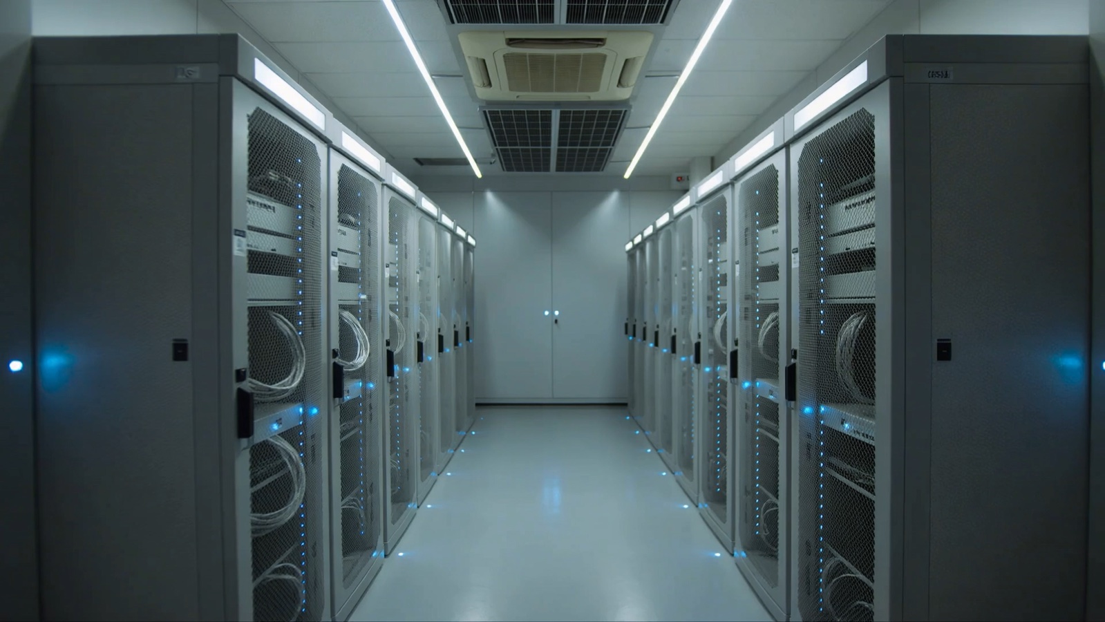 Illustrative data centre with engineered cooling and connected infrastructure